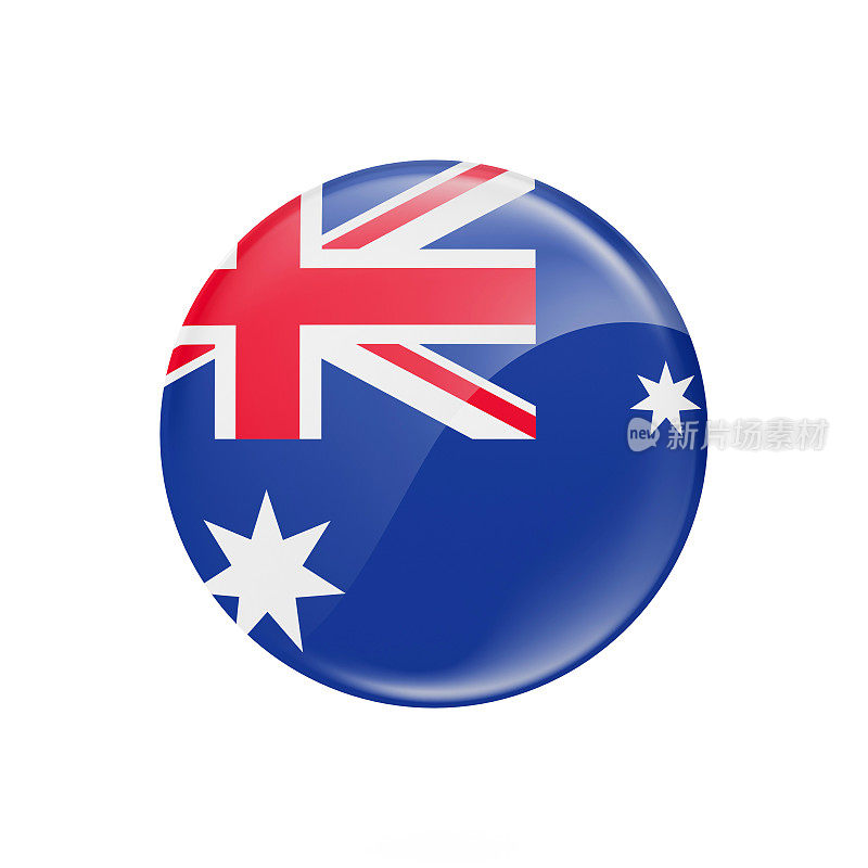 澳大利亚国旗按钮- 3D渲染